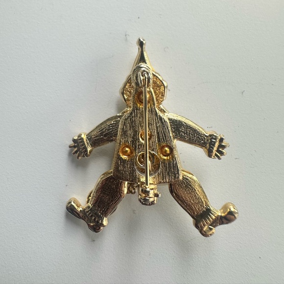 Gold Tone Clown Pin with Navy and Cream Enamel - Picture 4 of 6